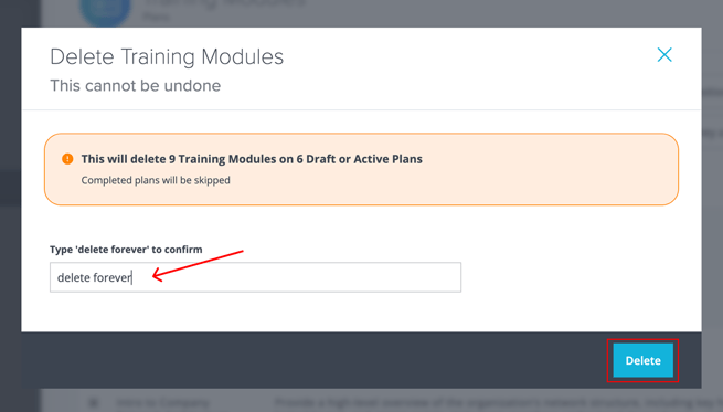 5. Delete TMs Plans
