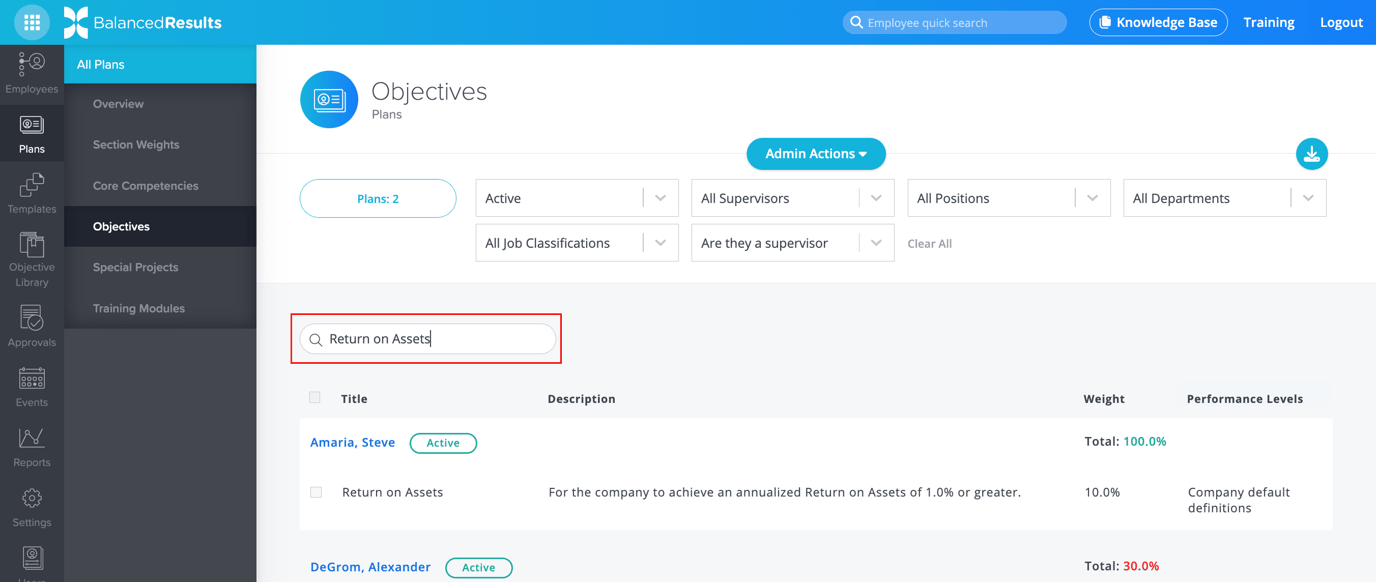 How to Edit Objectives en masse on Employee Plans