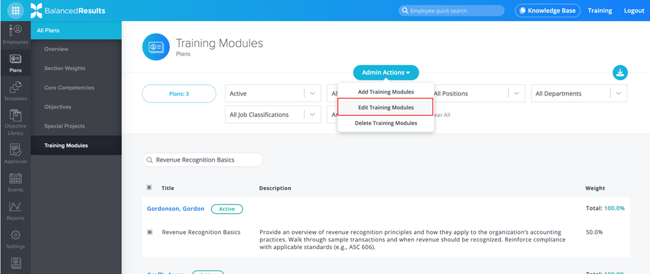 How to Edit Training Modules en masse on Employee Plans