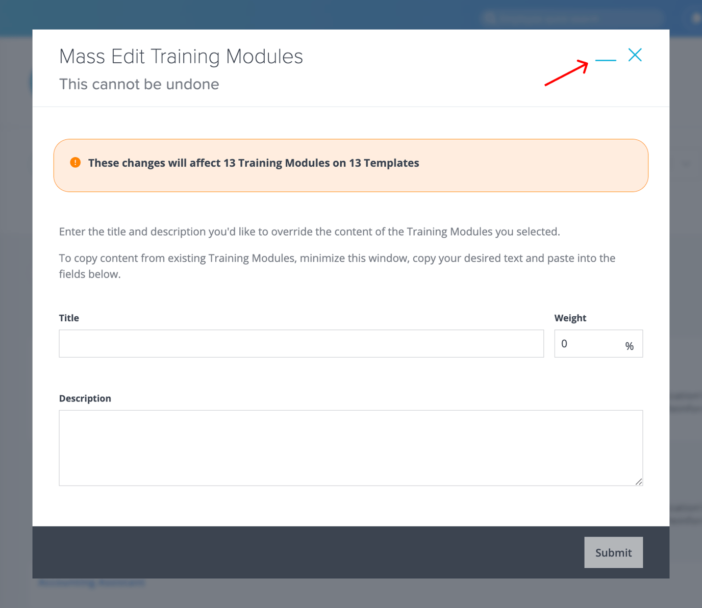 How to Edit Training Modules en masse on Templates